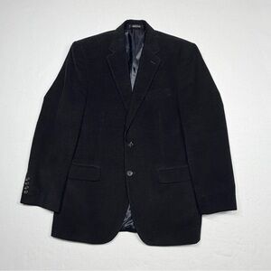 Y2K Chaps Mens Corduroy Blazer Jacket Black 38R Two Button Lined Preppy Academia